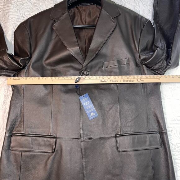 Stafford Blazer Jacket Size XL Brown Leather Lined Single Breasted 3-Button NWT - Picture 7 of 16